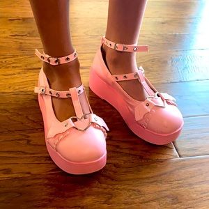Pink Mary Jane platform shoes